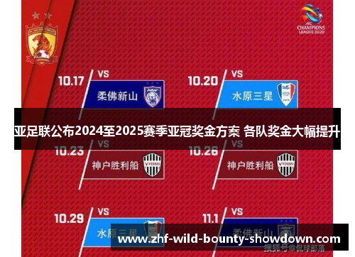 亚足联公布2024至2025赛季亚冠奖金方案 各队奖金大幅提升